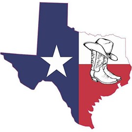 StickerTalk Die Cut Hat and Boots Texas State Flag Vinyl Sticker, 5 inches by 5 inches