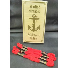 MEZ 4 MEZ Mouline Embroidery Thread #046 RED Cotton FLOSS 8m Germany Sticktwist