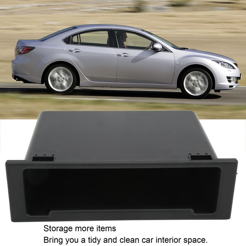 Akozon Car Radio Stereo Storage Box, Single Din Dashboard Organizer