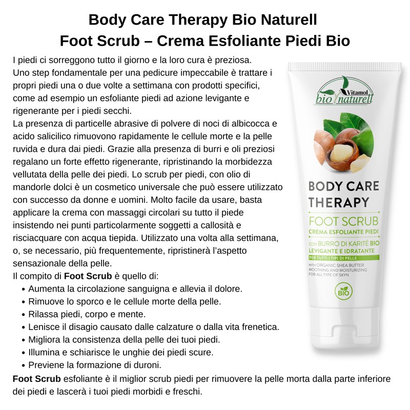 Vitamol Bio Naturell Foot Scrub Exfoliating Cream Organic Foot Pedicure