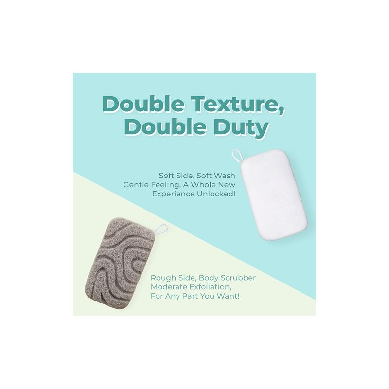 Myhomebody Esponja Ducha Doble Textura Exfoliante Baño Mujeres Corporal Lufa