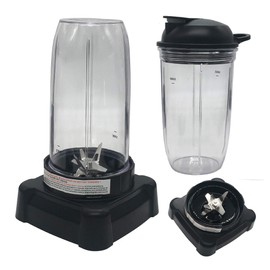 9 in 1Replacement parts update extractor blade and personal 24oz cup with to go lid for Ninja Professional 72oz Countertop Blender BL660W/BL660W/BL660/BL740/BL770/BL771/BL773CO/780 (24oz cup*2)