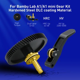 Olzzdda 3D Printer Accessories 1 PCS Golden Hardened Steel Extruder Gear Assembly Aluminum Alloy Handle Kit Compatible for Bambu Lab A1/A1 Mini