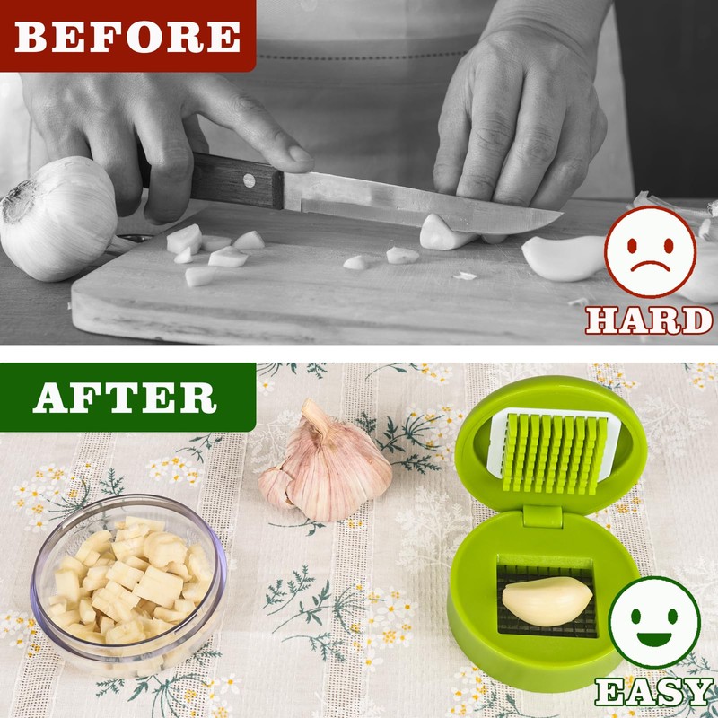 Garlic Press Stainless Steel, Garlic Mincer Tool with Storage Container,