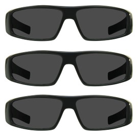 proSPORT Full Lens Reading Sunglasses Black 3 Pairs Combo Combo +2.50 Not Bifocal Dark Tinted Wrap Black Sport Motorcycle Driving