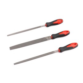 AIMALL 12" Flat Metal File Set with Soft Grip Handle, 3 Pieces, Precision Milled for Durable Cutting, Second-Cut Grade for Metal, Plastic, and Wood