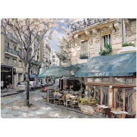 Fine Art Canvas Living Room Pictures Wall Decor City Wall Art Large Paintings for Living Room French Art Bistro de Paris I Canvas Wall Decor by Artist Studio Arts 43 in x 32 in