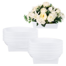 M METERXITY 18-Pack Floral Foam Round Bowls, 6.3 Inch Round Arrangements DIY Floral Bowls, Flower Arrangements Round Floral Supplies for Holiday/Wedding/Party/Birthday Decor [White]