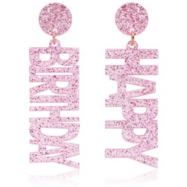 Wovanoo Happy Birthday Earrings Glitter Drop Dangle Earrings for Women Pink