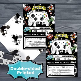 WERNNSAI Video Game Party Invitations - 20 PCS Gaming Party Invitations with Envelopes for Kids Boys Birthday Party Invited Cards Gaming Night Party Supplies