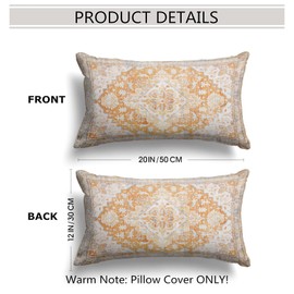 Snylcce Set of 2 Cushion Covers Boho Yellow Antique & Vintage Design Soft 30 x 50 cm Cushion Cover for Garden Sofa Bed Decorative Cushion Covers 12 x 20 Inches