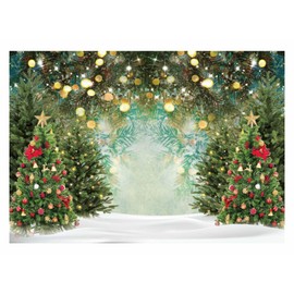 Allenjoy 7x5ft Christmas Wonderland PineTree Backdrop Glitter Polka Spot Winter Snowfield Photography Background Family Festival Celebration Baby Kids Birthday Party Selfie Pictures Photo Booth Props