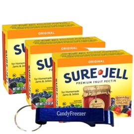 Sure-Jell Original Fruit Pectin for Canning – Pack of 3 (1.75 oz Boxes) – Classic Pectin for Homemade Jams, Jellies & Preserves – Includes Candy Freezer Bottle Opener Keychain (Original) - Keychain