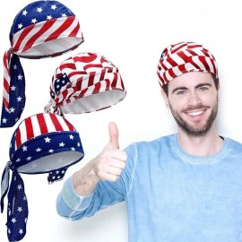 Unbranded 3 Pcs Do Rags Dew Rag Skull Caps for Men Bandana Beanie Hats Pirate Hats Cycling