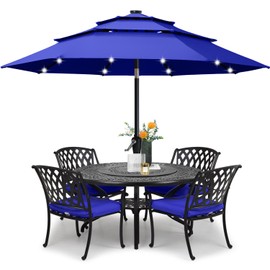 ABCCANOPY Solar Led Patio Umbrellas 3-Tiers 11FT (Blue)