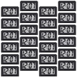 Frienda 24 Pieces Mini Digital Clock Small Digital Clock Stick on Battery Operated Self Adhesive Bracket for Car Dashboard Fridge (Black)
