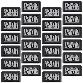 Frienda 24 Pieces Mini Digital Clock Small Digital Clock Stick on Battery Operated Self Adhesive Bracket for Car Dashboard Fridge (Black)