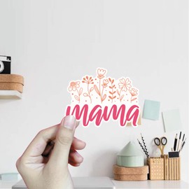 (3Pcs) Mama and Flower Sticker Mom Sticker Motivational Quote Decal Waterproof Vinyl Stickers Adult for Laptop Kindle Car Tumbler Water Bottle Mug Phone Notebook Size 3”x2.5”