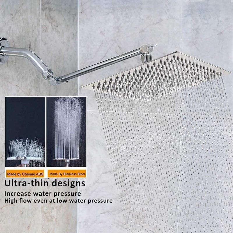 High Pressure Rain Shower Head, 304 Stainless Steel Large Rainfall