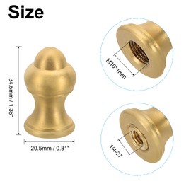 PATIKIL 20.5 x 34.5mm Lamp Finials Caps Knob, 3 Set Solid Brass Lamp Shade Top Decoration Screw Cap Nuts with Brass Reducing Adapter for Table Lamps Floor Lamps