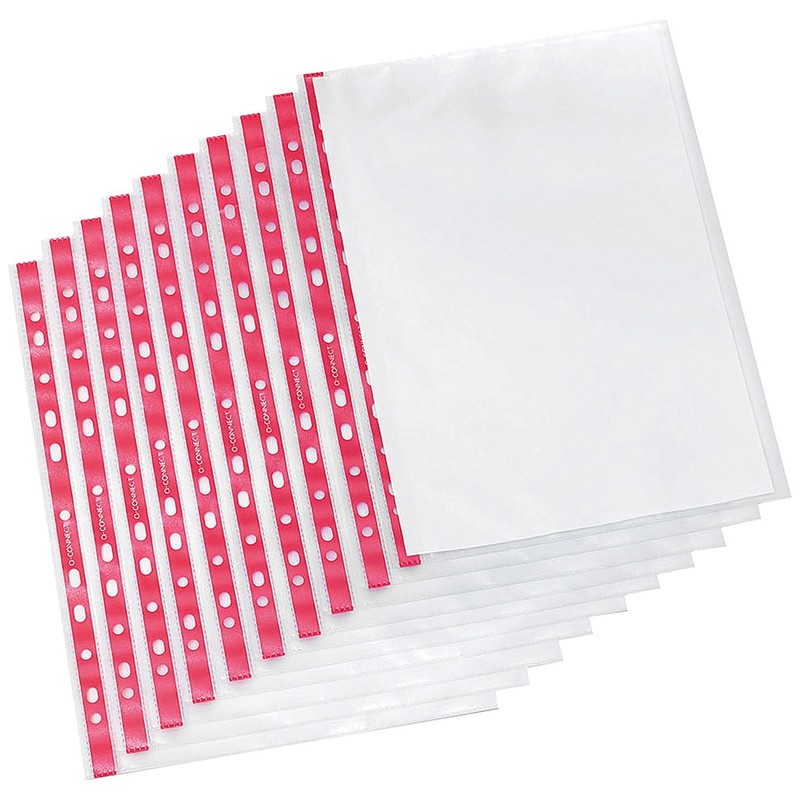 Q-Connect Punched Pocket A4 Deluxe Side-Opening Orange Peel Strip (Pack