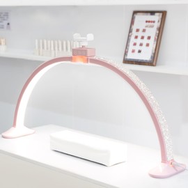 Nail Light for Desk,Half Moon Light LED for Tech Nail Desk Lamp with Phone Stand Foldable Adjustable Dimmable Half Moon Lamp for Lash Beauty Tattoos Crafts