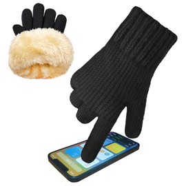 lifwimner Women's Winter Gloves with Fleece Lining, Touchscreen Warm Knitted Gloves, Thermal Winter Gloves for Outdoor Sports, Running, Cycling