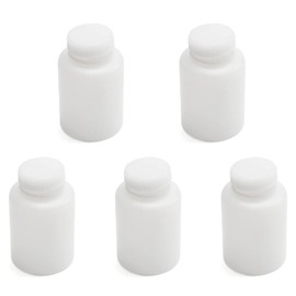 Othmro 5Pcs 150ml Plastic Bottle Lab Cylindrical Chemical Reagent Polyethylene Bottle Wide Mouth Liquid Solid Round Bottle Sample Sealing Storage Bottles Liquid Storage Container for Lab Factory White