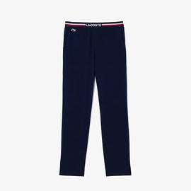 Lacoste Mens Semi Fancy Solid Jersey Cotton Pant Pajama Bottom, Navy Blue, Large US