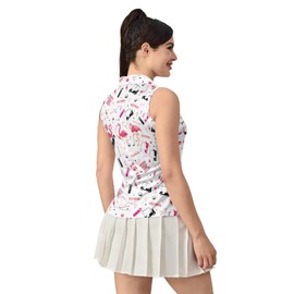 Women's Sleeveless Golf Top Golfer Flamingo Golf Shirts Funny Golf Apparel Athletic Golf Moisture Wicking Sleeveless Polo Shirt