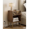 Masupu Nightstand with Charging Station,Modern Night Stand Boho Farmhouse Wood