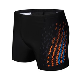 AMZSPORT Swimming Trunks Men, Quick Dry Swim Shorts Beach Board Swimwear, Blackorange M