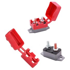 2 Pack Direct Current DC 12V - 24V Automatic Reset Circuit Breaker, Current Overload Protector, with Cover Stud Bolt for Automotive RV (Red 30A)