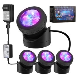Pond Lights Remote Control Submersible LED Lights [Set of 4] IP68 Underwater Lights Aquarium Spotlight 48LED with Timer Landscape Lamp for Swimming Pool Fish Tank Fountain Pond Decoration