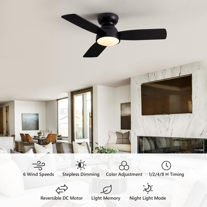 MOOONICHE 32" Ceiling Fan with Light and Remote, Small Quiet