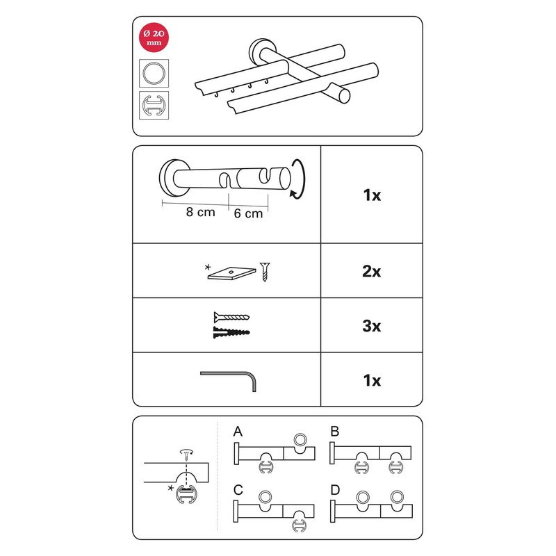 Gardinia Double Brackets for Curtain Rods