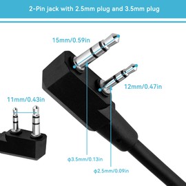Agatige 2 Pin Adaptor Walkie Talkie, U94 PTT Button Military Adapter Mobile 7.0 mm Plug Push-to-Talk for Ken-Wood/Bao-Feng Radio