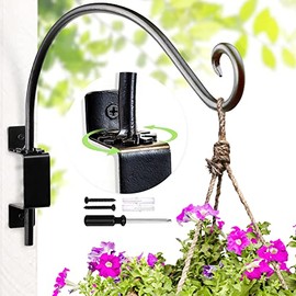 Swivel Hanging Plant Bracket (12"/Black) Heavy Duty Hanging Plant Hanger Hook Outdoor Bird Feeder Brakcet for Flower Basket, Wind Chime, Lantern, Wall Plant Hanger