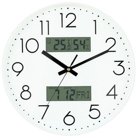 Nitori 8172744 Radio Wave Night Stop Second Hand, Date, Week, Temperature, Humidity, Digital Display, Wall Clock, Latese, RST White, White