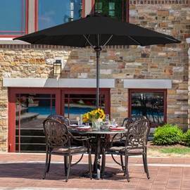 Island Umbrella Cabo 9-ft Spring-Up Octagon Market Umbrella, Black, NU6839