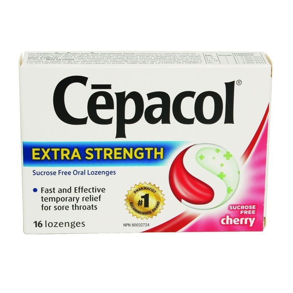 CEPACOL EXTRA STRENGTH LOZENGES, Honey Lemon Sucrose Free / 16PC