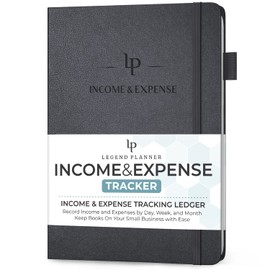 Legend Income & Expense Tracker – Bookkeeping Record Book– Accounting Ledger – Small Business Supplies Account Notebook, 7x10″ (Silver Black)