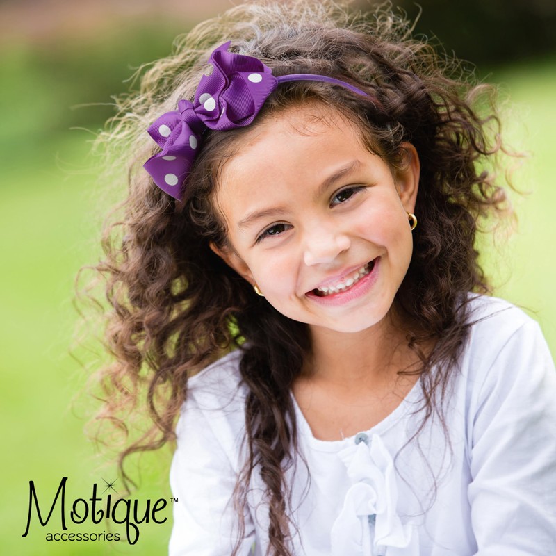 Motique Accessories Girls Polka Dot Bow Headband (Black)