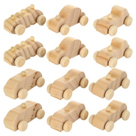 SHUESS 24 Packs Wood DIY Car Toys, Wooden Cars to Paint, Unfinished Wooden Cars, Wooden Toy Cars for Handcraft Projects Family Time