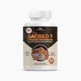 Naturealm Sacred 7 Mushroom 7-in-1 Blend Capsules Supplement (30 Day Supply) | Supports Daily Immune Defense & Focus | Lions Mane, Reishi, Chaga & More | Organic, Premium 100% Fruiting Body Extract