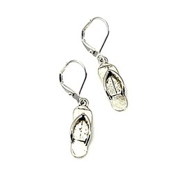 Antiqued Pewter Flip Flop Sandal Earrings