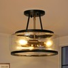 Semi Flush Mount Ceiling Light, Black and Gold Modern Close