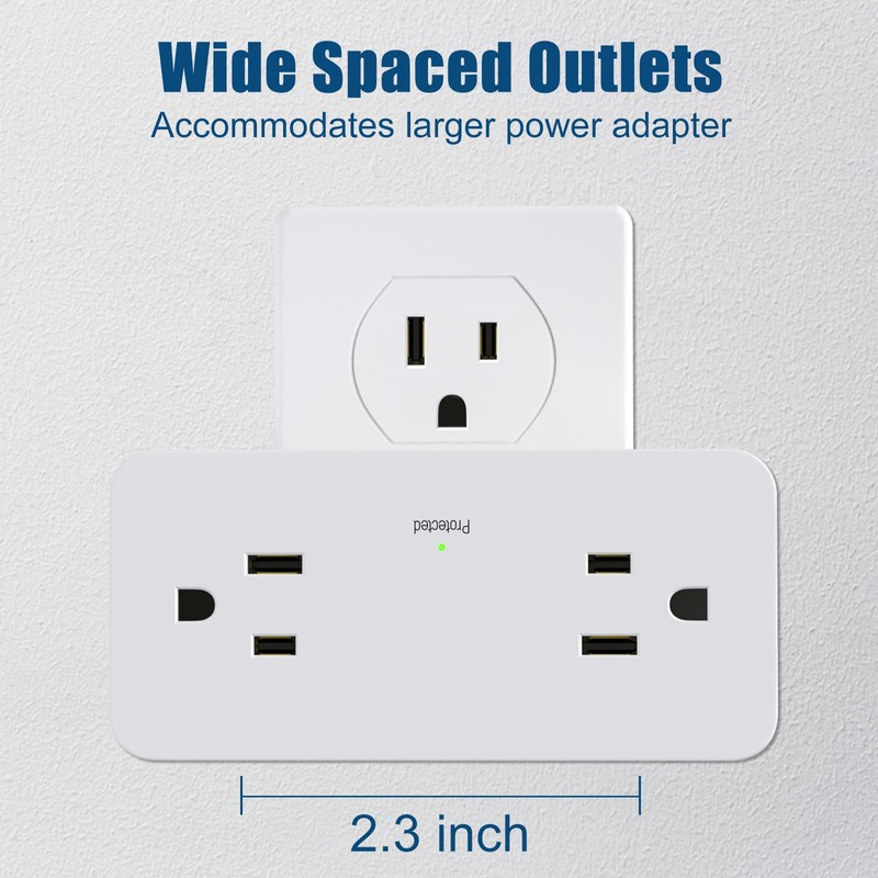 Surge Protector Outlet Extender with Rotating Plug, Multi Plug Outlet