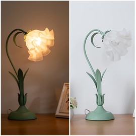 FFanhia Flower Table Lamp, Table Desk Reading Light Vintage Night Light for Bedroom Cute Table Lamp for Home Decoration - E26(No Bulb Included)
