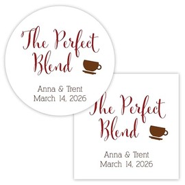 The Perfect Blend Wedding Favor Stickers For Tea or Other Drink Favors (#097-WH)
